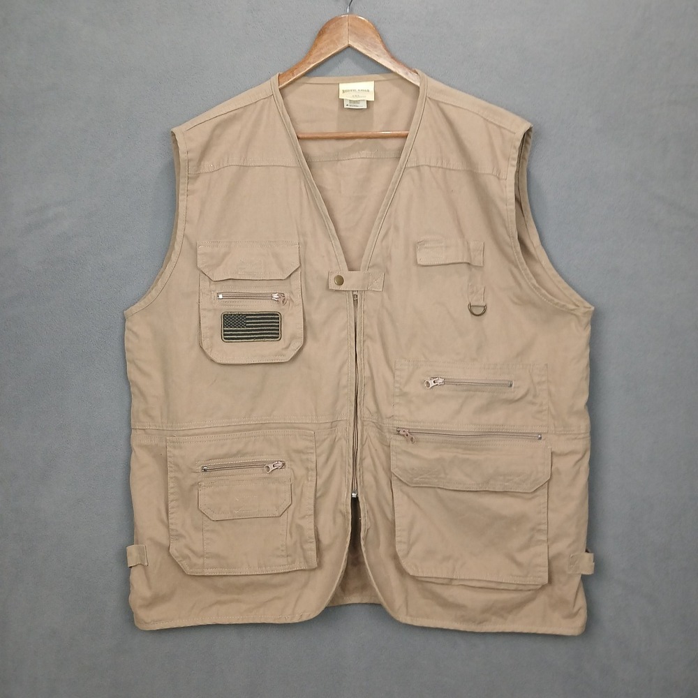Rustic Ridge Vest Mens 2XL Light Brown USA Full Zip Hunting Hiking Fishing